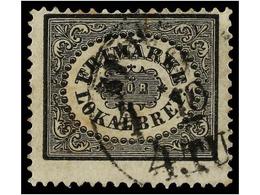 ° SUECIA. Fe.6. 1856. 1 Ski. Black, Fine Used (age Stains On Back). - Andere & Zonder Classificatie