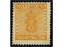 * SUECIA. Fe.9. 1858. 24 Ore Yellow, Original Gum. - Altri & Non Classificati