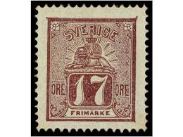 (*) SUECIA. Mi.15a. 1866. 17 Ore Violet, Without Gum. Perfect Centered. Michel.700€. - Andere & Zonder Classificatie