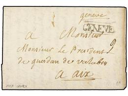 SUIZA. 1758 (4 Marzo). ORNEX A AIX (Francia). Marca GENEVE. MAGNÍFICA. - Other & Unclassified