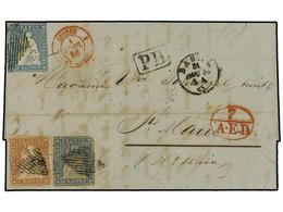 SUIZA. 1856 (March 31). Entire Letter From Basel To Ste. Marie Aux Mines, France Franked By 1854 5r. Pale Brown (green T - Other & Unclassified