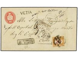 SUIZA. 1871. VEZIA To COMO. 10 Rp. Red Envelope Taxed On Arrival With Italian 30 Cts. Stamp. FRANCOBOLLO/INSUFFICIENTE A - Otros & Sin Clasificación