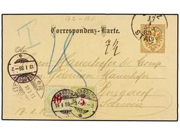 SUIZA. 1888. GRAZ (Austria) To SWITZWERLAND. 2 Kr. Brown Postal Stationary, Taxed On Arrival With Swiss 5 Rp. And 10 Rp. - Other & Unclassified