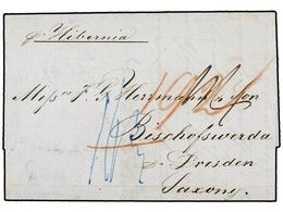ESTADOS UNIDOS. 1849. NEW YORK To DRESDEN (Saxony). Via GB And Ostende (Belgium). Endorsed ´P. Hibemia´. On Back Lineal - Autres & Non Classés