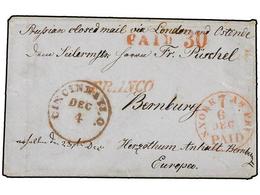 ESPAÑA. 1850 (December 4). CINCINNATI To BERNBERG (Prusia). Endorsed ´Prusian Closed Mail Via London And Ostende´. Paid - Otros & Sin Clasificación