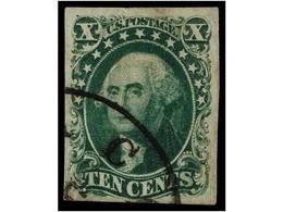 ° ESTADOS UNIDOS. Sc.14. 1855. 10 Cents. Green, Type II, Large Margins. VERY FINE. - Andere & Zonder Classificatie