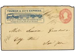 ESTADOS UNIDOS. 1865. Envelope To SAN JOSE (California). 3 Cts. Pink TRUMAN & CO´S EXPRESS (Prepaid Envelopes 7$ Per Hun - Autres & Non Classés