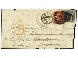 ESTADOS UNIDOS. 1868. PHILADELPHIA To LONDON. 12 Cents Black Redirected To DUBLIN (Ireland) With Great Britain 1 D. Red - Autres & Non Classés