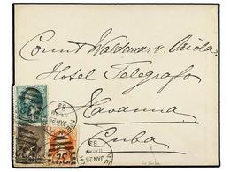 ESTADOS UNIDOS. Sc.183, 205, 207. 1883 (Jan 25). Cover From NEW YORK To HAVANA (Cuba), Bearing 1882 Garfield 5c. Brown A - Autres & Non Classés