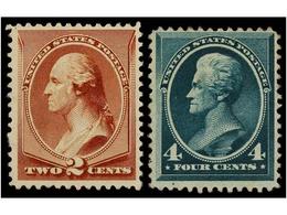 (*) ESTADOS UNIDOS. Sc.210/11. 1883. 2 Cts. Red-brown, 4 Cts. Blue Green, Without Gum. FINE. Scott.112,5$. - Altri & Non Classificati