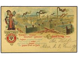 ESTADOS UNIDOS. 1899. Use Of 1c Postal Card (Sc UX14), Cancelled By CHICAGO Flag Cancel. Front Shows Overall Multi-color - Autres & Non Classés