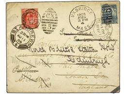ESTADOS UNIDOS. 1905. UXBRIDGE To LONDON. 5 Cents Blue Redirected To ST. ANDREWS With Great Britain 1 P. Red Stamp. - Autres & Non Classés