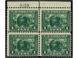 **/* ESTADOS UNIDOS. Sc.397. 1913. 1 Cent. Green. Block Of Four, One Stamp Hinged. Scott.+136$. - Autres & Non Classés