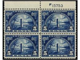 **/* ESTADOS UNIDOS. Sc.616 (4). 1924. 5 Cents. Blue, Block Of Four, 2 Hinged, Very Well Centered. Scott.105$. - Autres & Non Classés