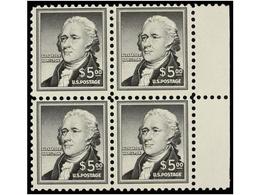 ** ESTADOS UNIDOS. Sc.1053. 1956. 5 Dollars Black, Block Of Four, Never Hinged. Scott.400$. - Other & Unclassified