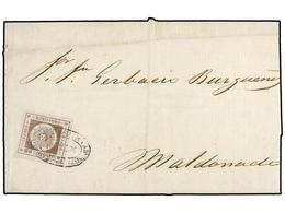 URUGUAY. Sc.13. 1863. MONTEVIDEO A MALDONADO. 60 Cts. Castaño Lila (tipo 10). Magnífico. F. DIAZ. - Other & Unclassified