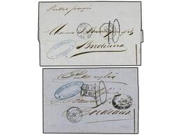 URUGUAY. 1867. DOS Cartas Circuladas De MONTEVIDEO A BORDEAUX, Una Por Correo Francés Y La Otra Por Correo Britanico. - Other & Unclassified