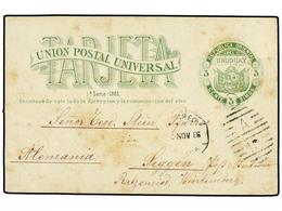 URUGUAY. 1886. MONTEVIDEO A ALEMANIA. Entero Postal De 3 Cts. Verde, Al Dorso Llegada. - Otros & Sin Clasificación