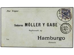 URUGUAY. 1892. MONTEVIDEO To HAMBURGO With German Blue 20 P. Stamp Tied By Cds DEUTSCHE SEEPOST/LINIE/HAMBURG/SUDAMERIKA - Otros & Sin Clasificación