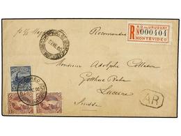 URUGUAY. 1900. MONTEVIDEO A SUIZA. 5 Cts. Azul Y 10 Cts. Castaño (2), Carta Certificada, Al Dorso Llegada. - Other & Unclassified