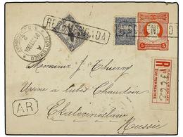 URUGUAY. 1904. MONTEVIEDEO A ALEMANIA. Entero Postal De 5 Cts. Con Franqueo Adicional De 5 Cts. Azul Y 10 Cts. Lila. - Other & Unclassified