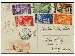 VATICANO. Sa.41/46. 1937. VATICANO A HUNGRIA. Serie Completa Sobre Tarjeta Postal Circulada, Llegada Al Dorso. - Other & Unclassified