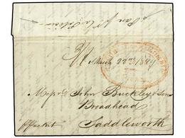 VENEZUELA. 1829 (22 Marzo). LA GUAYRA A GRAN BRETAÑA. Marca Ovalada De LA GUAYRA En Rojo Y Manuscrito ´p. Packet´. Al Do - Autres & Non Classés