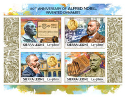 SIERRA LEONE 2017 ** Alfred Nobel & Dynamite M/S - OFFICIAL ISSUE - DH1734 - Nobel Prize Laureates