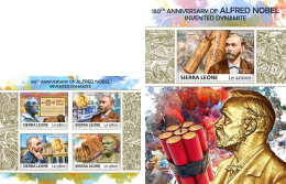 SIERRA LEONE 2017 ** Alfred Nobel & Dynamite M/S+S/S - IMPERFORATED - DH1734 - Nobel Prize Laureates