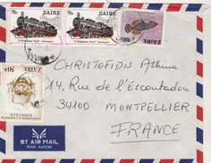 ZAIRE Lettre Avion  1981 Pour Montpellier France - Trains Poisson Einstein ( Abimé ) - Usati
