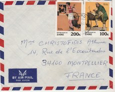 ZAIRE Lettre Avion  1981 Pour Montpellier France - Art Peinture Norman Rochwell - Sport Indépendance US - Used Stamps