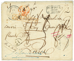 1843 Cachet Encadré PORT PAYE/Bsse Tre/GUADELOUPE (Jamet N°8) + PACKET LETTER Rouge + Nombreuses Taxes Manuscrites Sur E - Altri - America