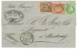 "MOULE" : 1878 CERES 5c + 10c(pd) + 20c SAGE Obl. Losange De Pts + GUADELOUPE MOULE Sur Lettre  Pour BORDEAUX.  TB. - Altri - America