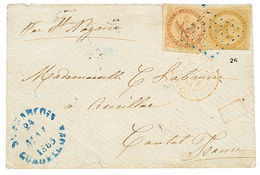 "ST FRANCOIS" : 1865 AIGLE 10(pd) + 40c Obl. Losange De Pts Bleus (type Spécial) + Cachet Bleu ST FRANCOIS GUADELOUPE Su - Altri - America