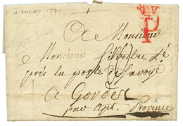 "1er Jour" : P De PARIS Rouge Sur Lettre Avec Texte Daté "PARIS 1 JUILLET 1771". 1er JOUR. Superbe. - Altri - America