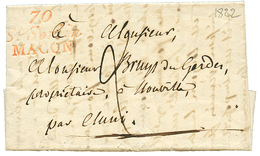 1822 Double Cursive 70 St SORLIN/MACON Rouge + Taxe 2 Sur Lettre Pour CLUNY. TB. - Altri - America