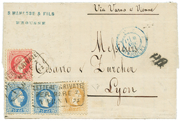 "VARNA" : 1872 5s + 10s(x2) + 15s Canc. LETTERE ARIVATE PER MARE VARNA On Cover To FRANCE. DIENA Certificate(1989). Vf. - Altri & Non Classificati