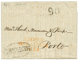 1817 "90" Tax Marking + HESPANHA Oval On Entire Letter From GIBRALTAR To PORTUGAL. Vf. - Altri & Non Classificati