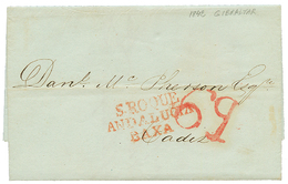 1842 "69" Red Tax Marking + S.ROQUE/ANDALUCIA/BAXA On Entire Letter From GIBRALTAR To SPAIN. Vvf. - Altri & Non Classificati