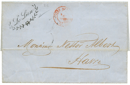 Ship "LE LION" : 1850 OUTRE-MER LE HAVRE Red + Very Rare Mark "LE LION" On Entire Letter From BUENOS-AYRES To LE HAVRE(F - Altri & Non Classificati