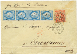 1875 ARGENTINE 5 Canc. BUENOS-AIRES + FRANCE 25c CERES Strip Of 4 Canc. ANCHOR + BUENOS-AYRES PAQ FR J N°1 On Envelope T - Altri & Non Classificati