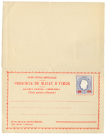 MACAO To SIAM : 1893 30r On 20r On U.P.U Card With Reply Unused Canc. MACAU + HONG-KONG To BANGKOK. Verso, Large Cachet - Altri & Non Classificati