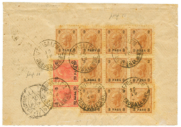 1892 Pair 20p + 8p Block Of 10 Canc. JERUSALEM On Reverse Of REGISTERED Envelope To EGYPT. Vvf. - Palestina