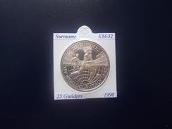 SURINAME 1990, 25 GUILDERS, KM-32, SILVER, PROOF-SC - Surinam 1975 - ...