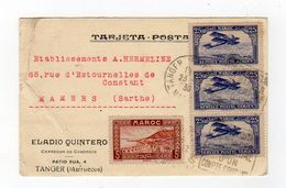 Aot17    79028   Timbre Sur  Carte Départ Tanger Arrivée Mamers   Sarthe   1938 - 1960-.... Brieven & Documenten