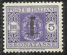 ITALIA REGNO REPUBBLICA SOCIALE RSI 1944 SEGNATASSE POSTAGE DUE PICCOLO FASCIO FASCIETTO LIRE 5 TASSE  MNH - Taxe