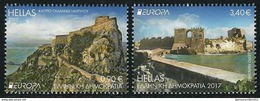 GRECIA/ GREECE/ GRIECHENLAND/ HELLAS  -EUROPA 2017- "CASTILLOS - CASTLES - SCHLÖSSER".-  SERIE De 2 V.TIPO B - 2017