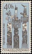 Czechoslovakia / Stamps (1966) 1537: Indians Of North America - Naprsteks Museum (Totems); Painter: Pavel Sukdolak - Indios Americanas