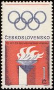 Czechoslovakia / Stamps (1966) 1551: 70th Ann. Of Founding Of Czech. Olympic Committee (flag, Flame); Painter: J. Fiser - Francobolli