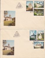 ARCHITECTURE, MONASTERIES, CURTEA DE ARGES, AGAPIA, PUTNA, SUCEVITA, VARATEC, GOLIA, COVER FDC, 2X, 1991, ROMANIA - Abadías Y Monasterios